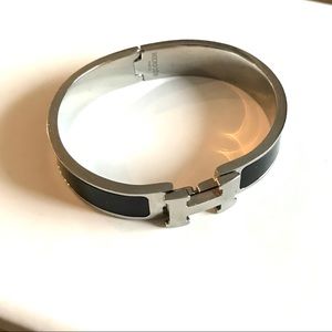 Hermès Clic Clac H Bracelet in Black and Silver